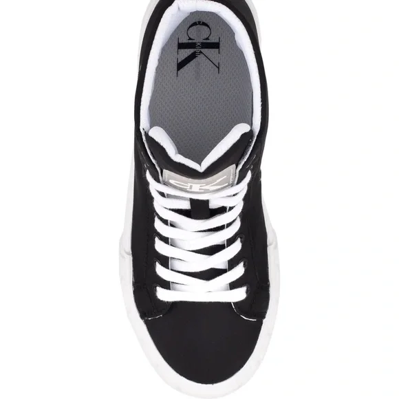 Calvin Klein Black and White Logo High Top Fashion Sneakers - Picture 2 of 5